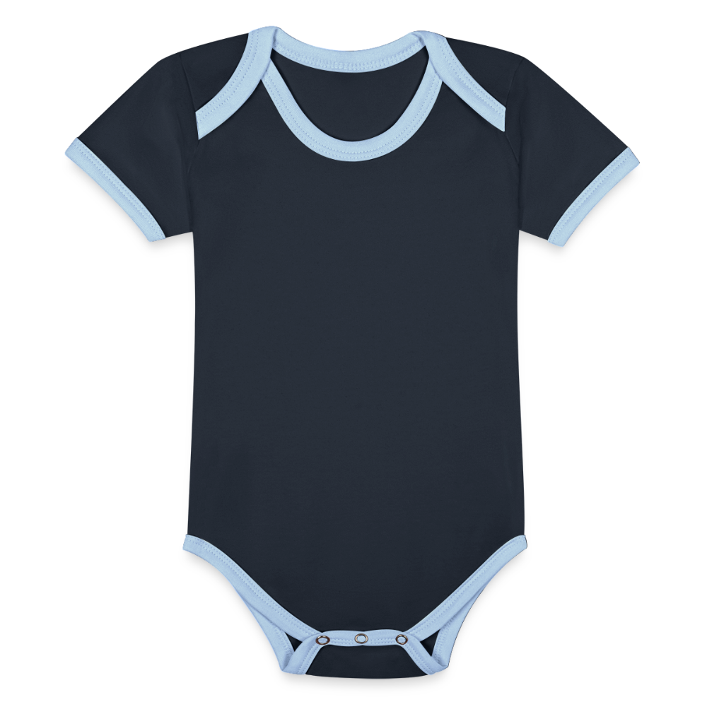 Body da neonato a manica corta, ecologico e in contrasto cromatico | Spreadshirt - navy/cielo