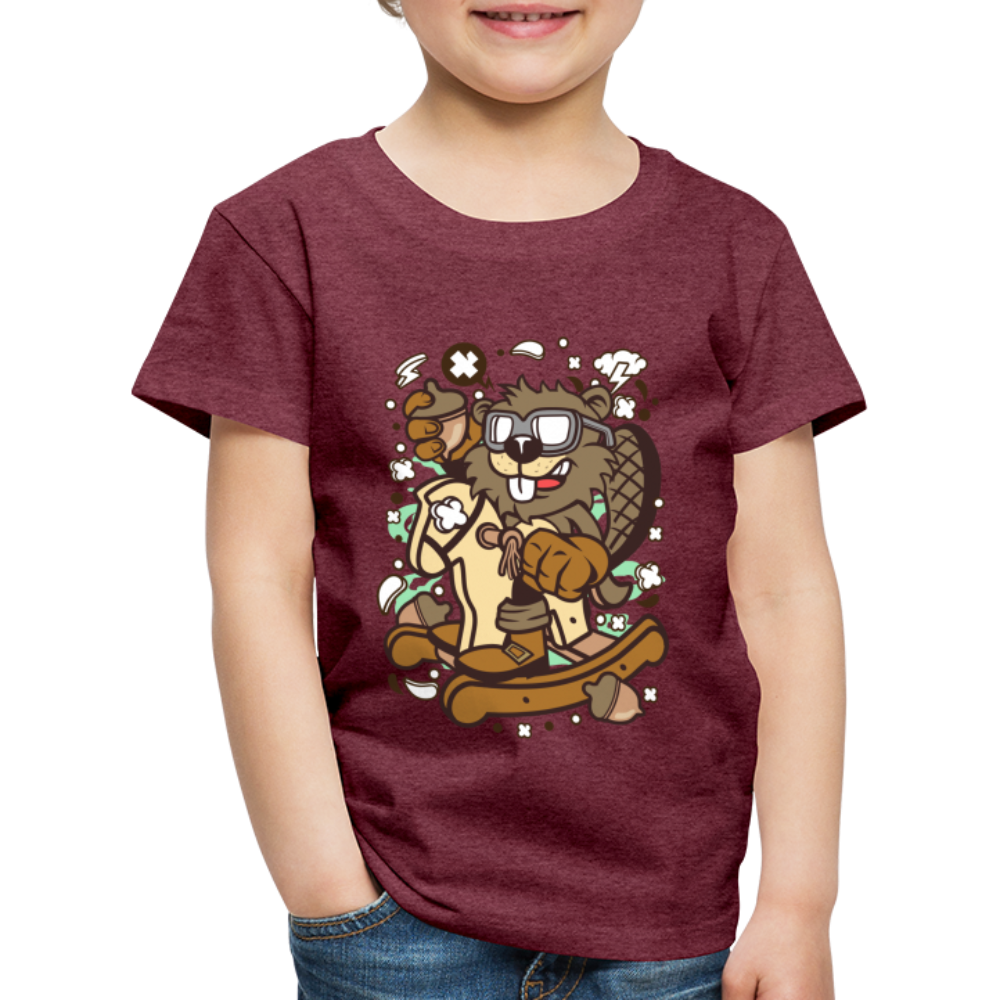 Maglietta Premium per bambini | Spreadshirt | Beaver Rocking Horse - rosso bordeaux melange