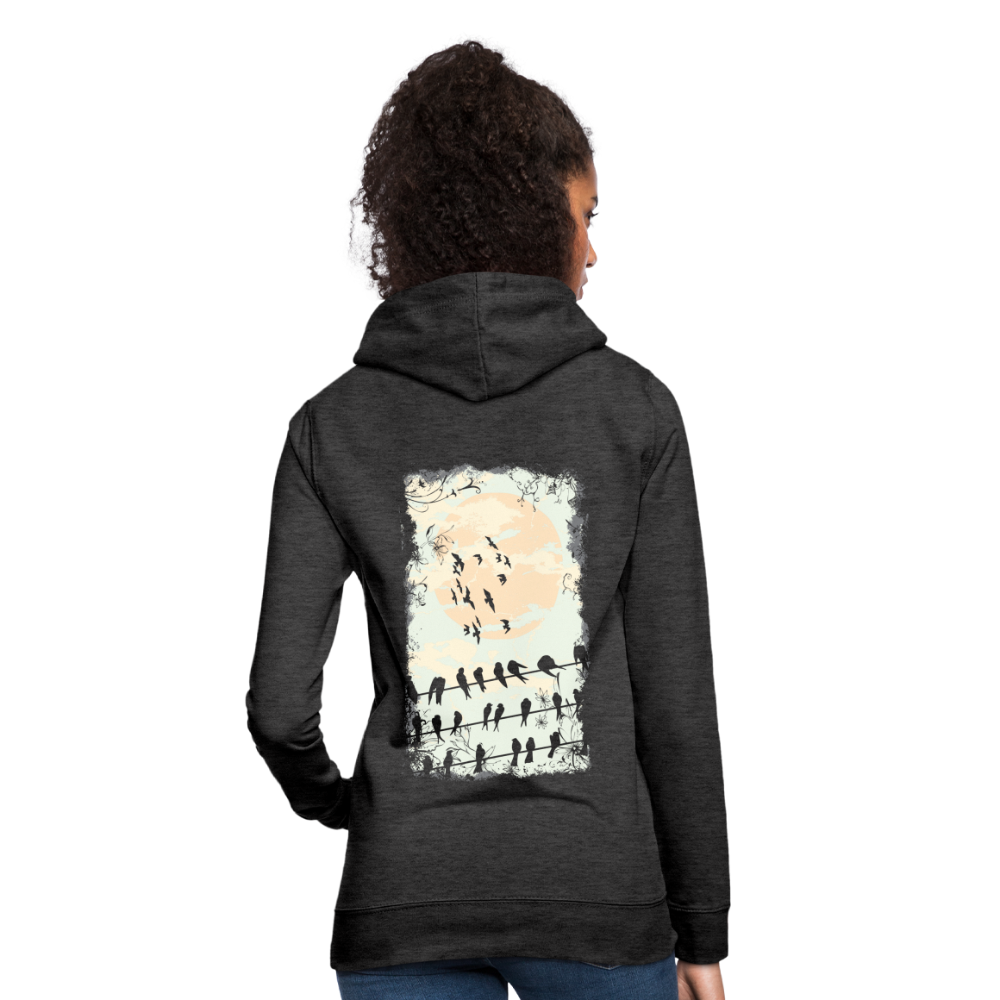 Felpa con cappuccio da donna | AWDis | Birds Sunrise - antracite