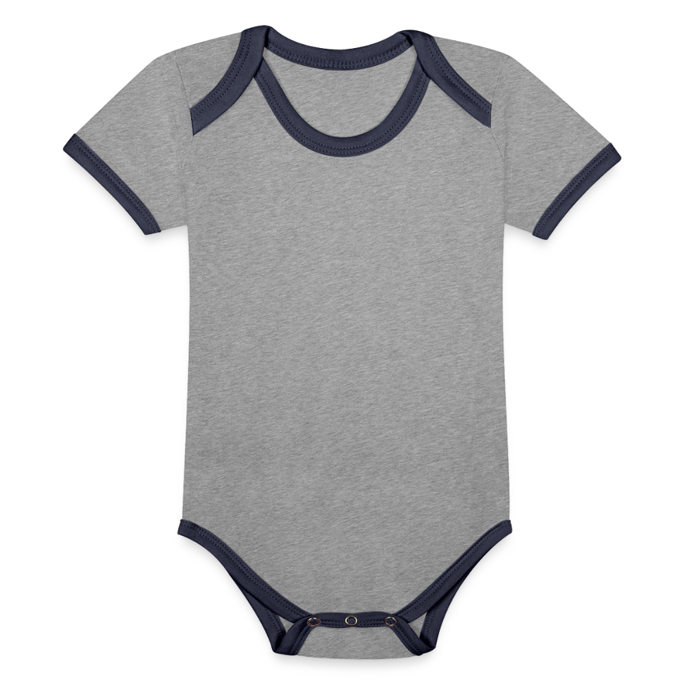 Body da neonato a manica corta, ecologico e in contrasto cromatico | Spreadshirt - grigio melange/navy