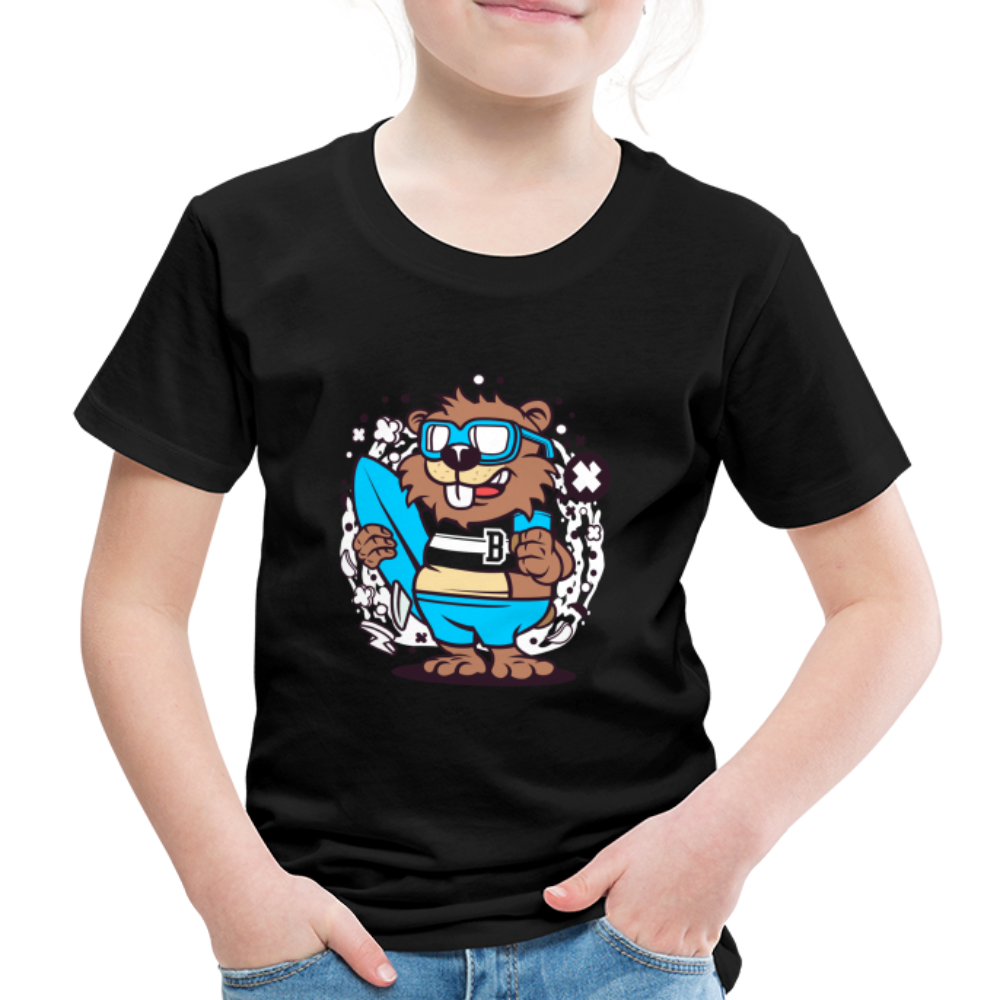 Maglietta Premium per bambini | Spreadshirt | Beaver Surfing - nero