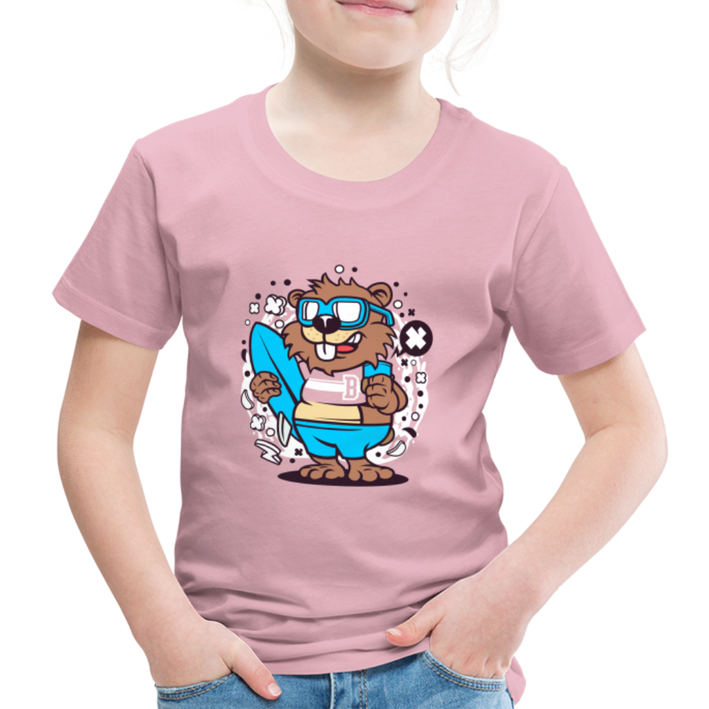 Maglietta Premium per bambini | Spreadshirt | Beaver Surfing - rosa chiaro