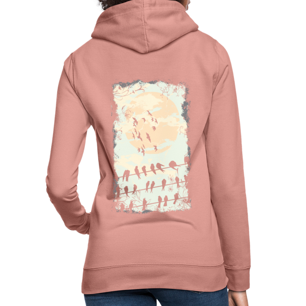 Felpa con cappuccio da donna | AWDis | Birds Sunrise - rosa antico