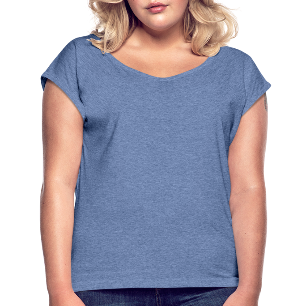 Maglietta da donna con maniche a risvolto | Spreadshirt - tessuto denim melange