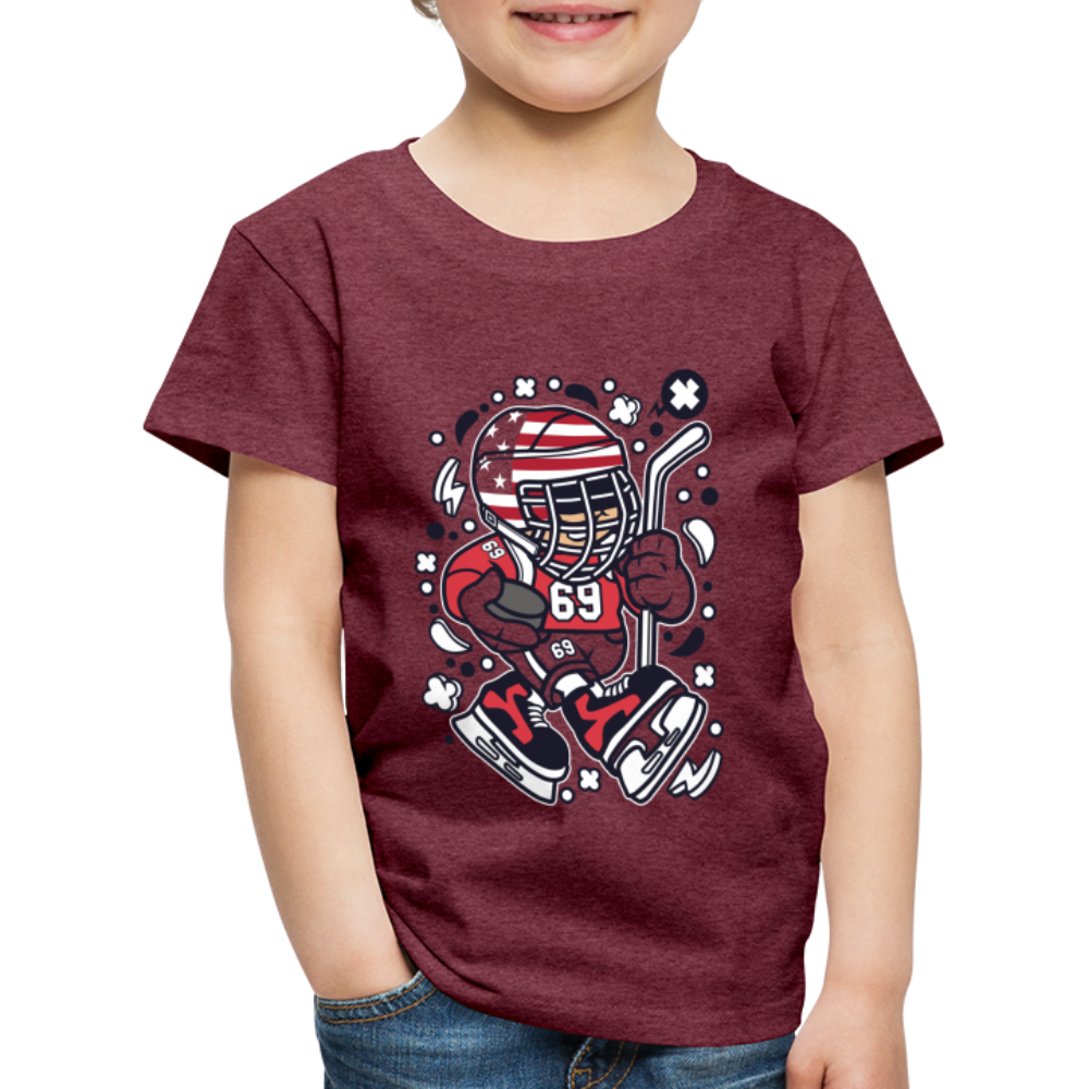 Maglietta Premium per bambini | Spreadshirt | American Hockey Kid - rosso bordeaux melange