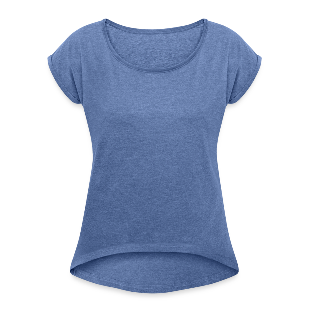 Maglietta da donna con maniche a risvolto | Spreadshirt - tessuto denim melange