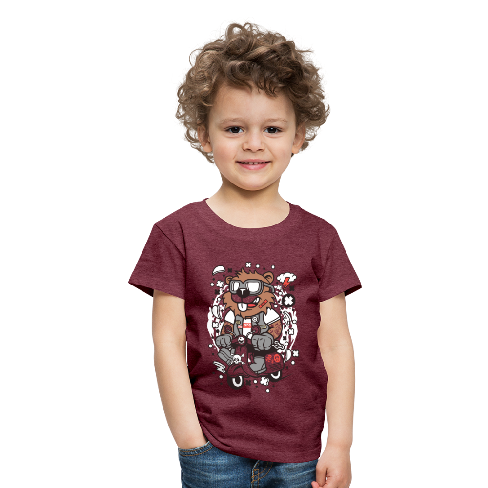 Maglietta Premium per bambini | Spreadshirt | Beaver Scooterist - rosso bordeaux melange