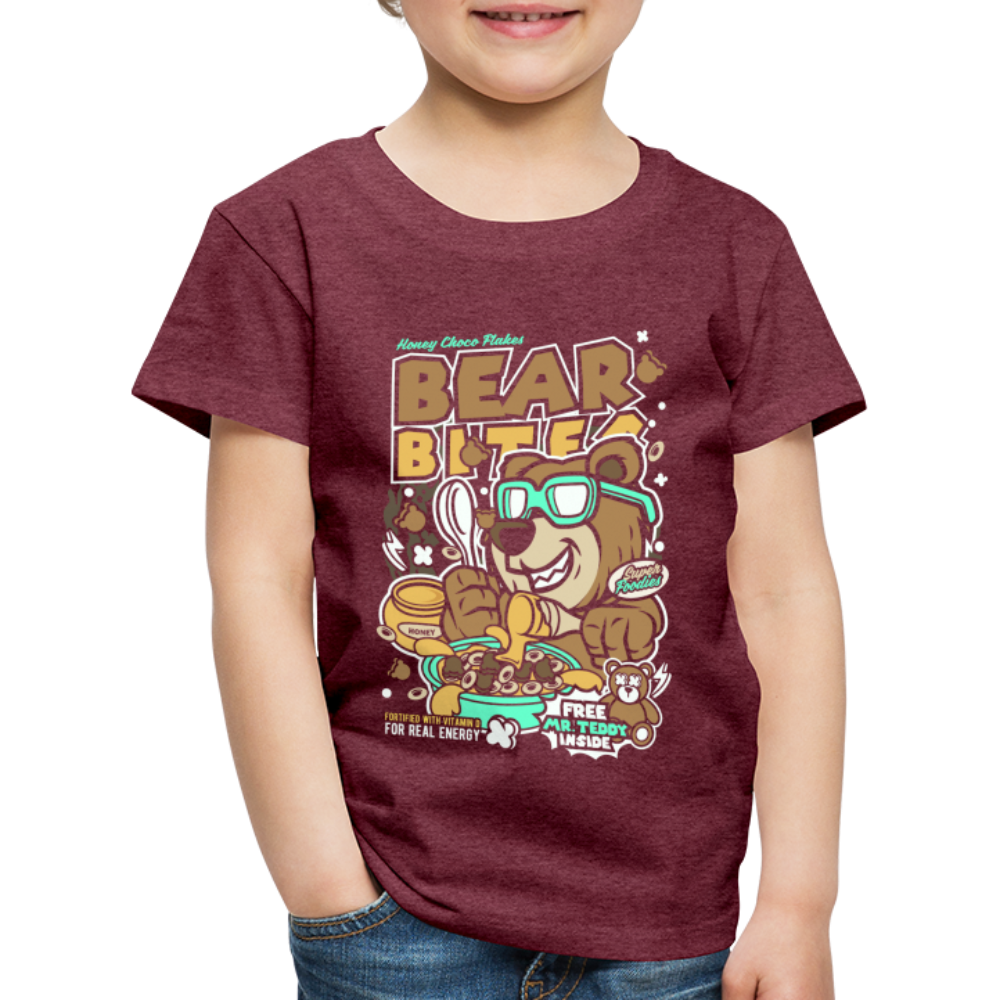 Maglietta Premium per bambini | Spreadshirt | Bear Bites - rosso bordeaux melange