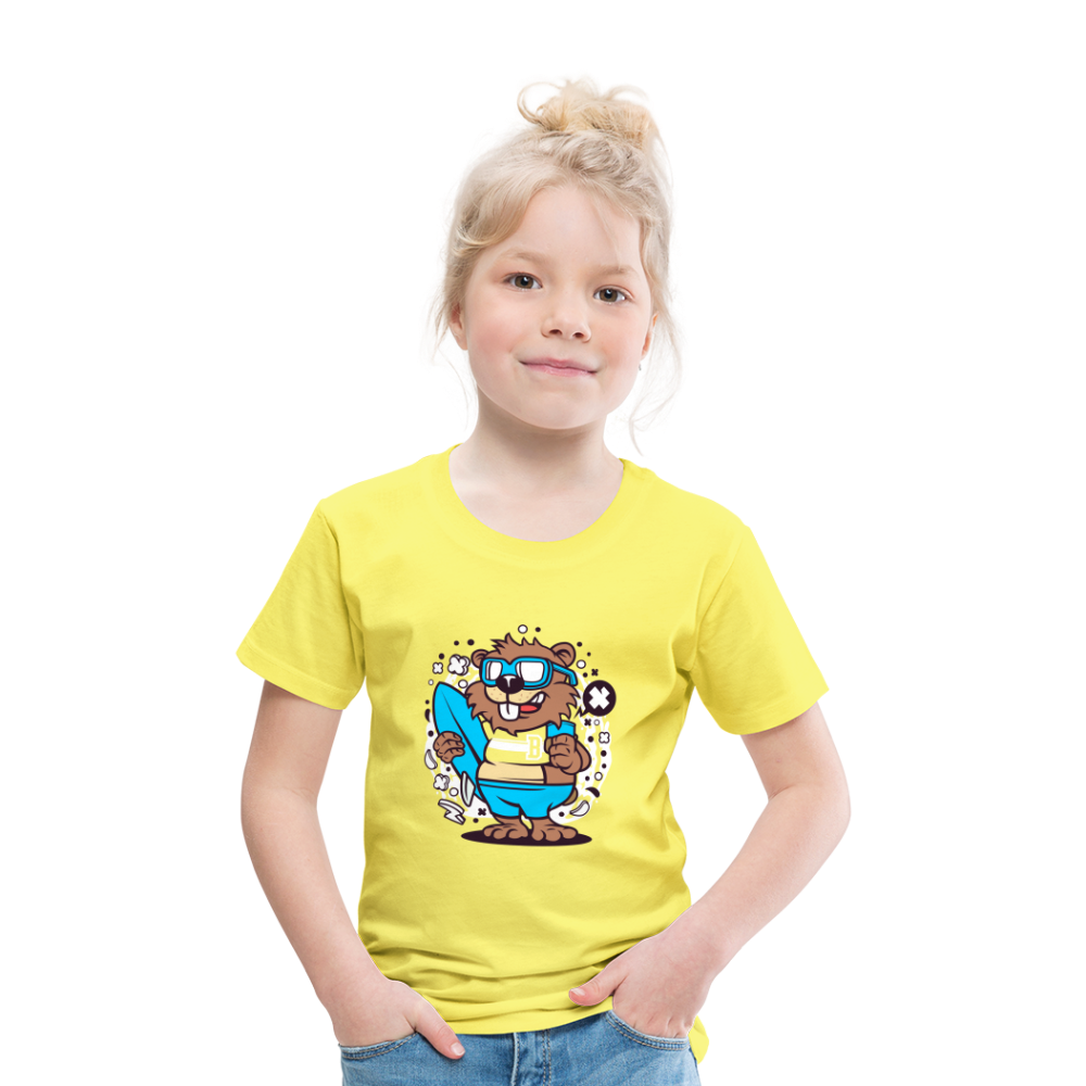 Maglietta Premium per bambini | Spreadshirt | Beaver Surfing - giallo