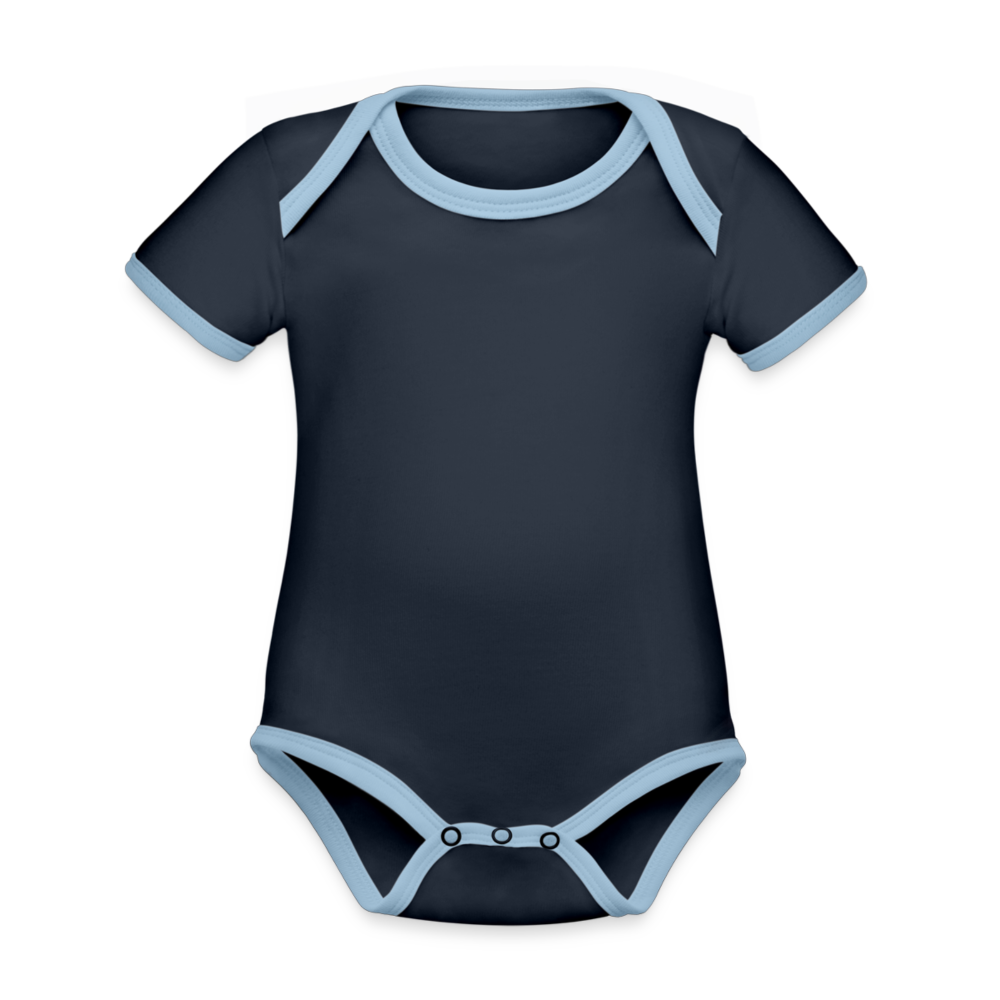 Body da neonato a manica corta, ecologico e in contrasto cromatico | Spreadshirt - navy/cielo