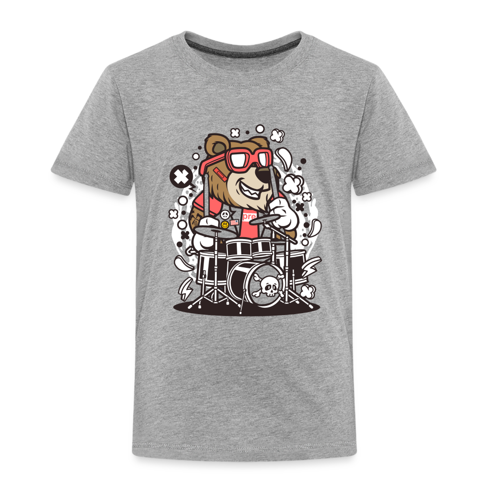 Maglietta Premium per bambini | Spreadshirt | Bear Drummer - grigio melange