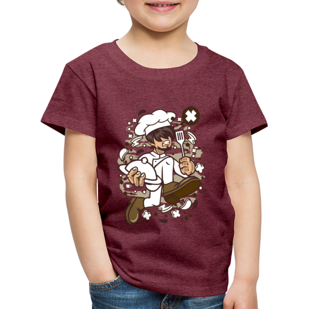 Maglietta Premium per bambini | Spreadshirt | Chef Running - rosso bordeaux melange