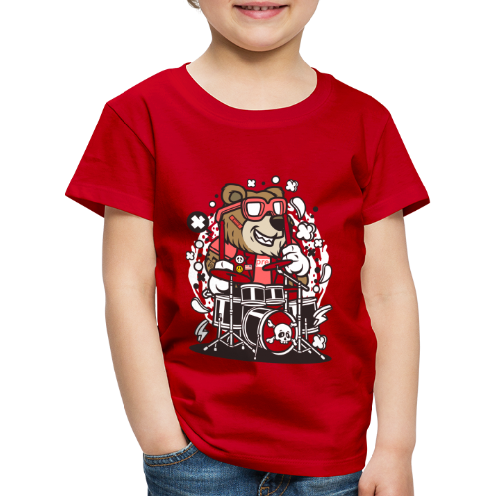 Maglietta Premium per bambini | Spreadshirt | Bear Drummer - rosso