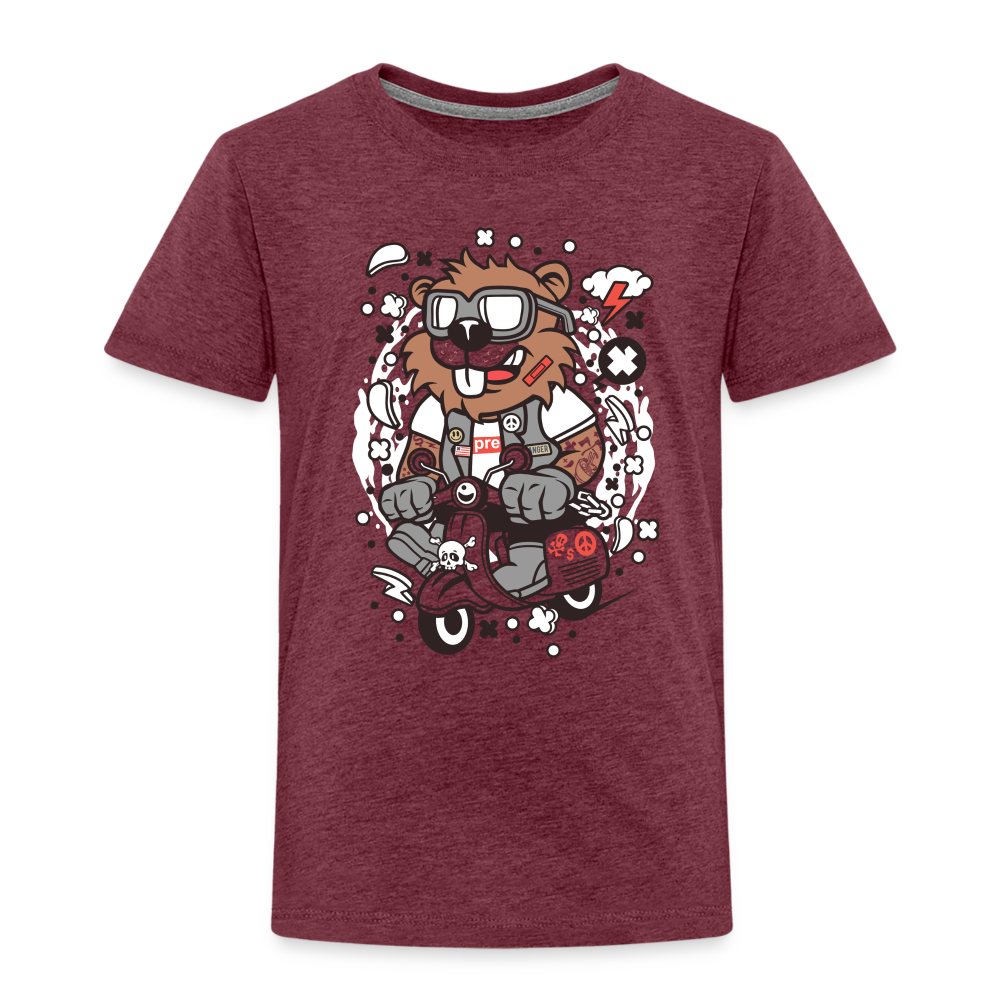 Maglietta Premium per bambini | Spreadshirt | Beaver Scooterist - rosso bordeaux melange