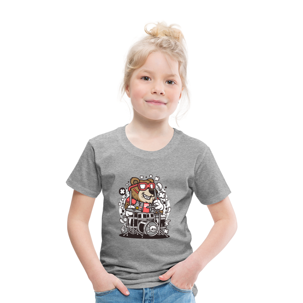 Maglietta Premium per bambini | Spreadshirt | Bear Drummer - grigio melange