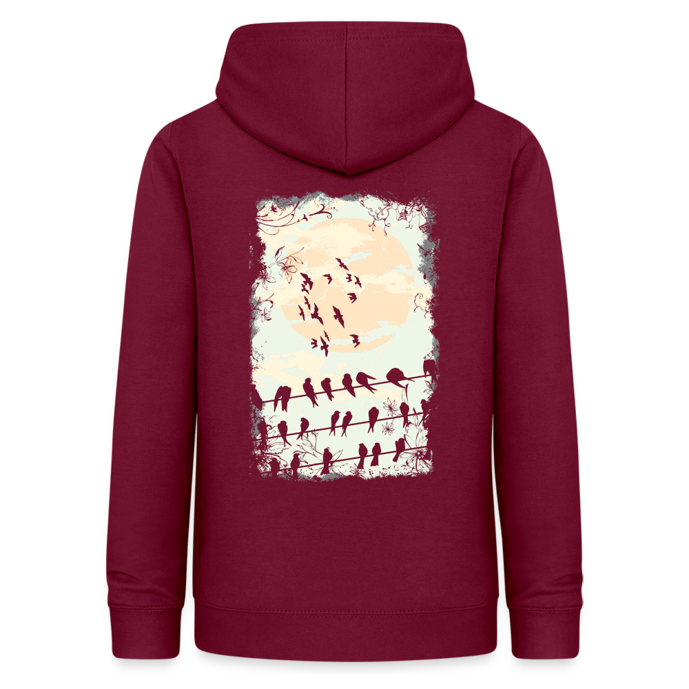 Felpa con cappuccio da donna | AWDis | Birds Sunrise - rosso bordeaux