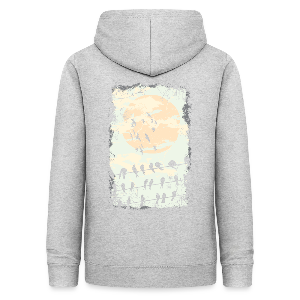 Felpa con cappuccio da donna | AWDis | Birds Sunrise - grigio chiaro melange