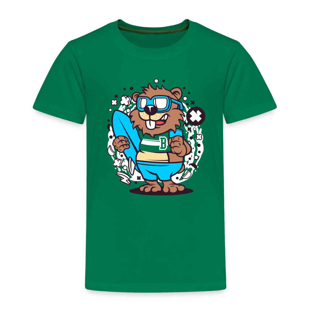 Maglietta Premium per bambini | Spreadshirt | Beaver Surfing - verde kelly