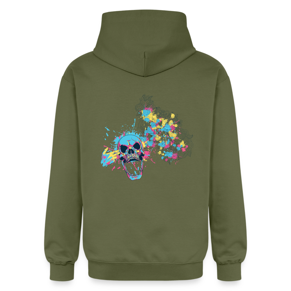 Felpa con cappuccio unisex Softstyle® | Gildan  | Skull Explosion - verde militare