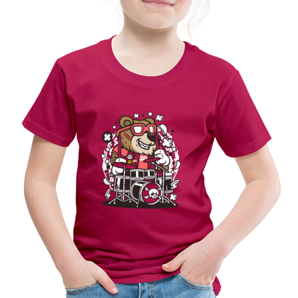 Maglietta Premium per bambini | Spreadshirt | Bear Drummer - Borgogna