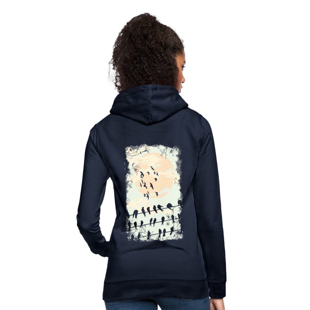 Felpa con cappuccio da donna | AWDis | Birds Sunrise - blu scuro