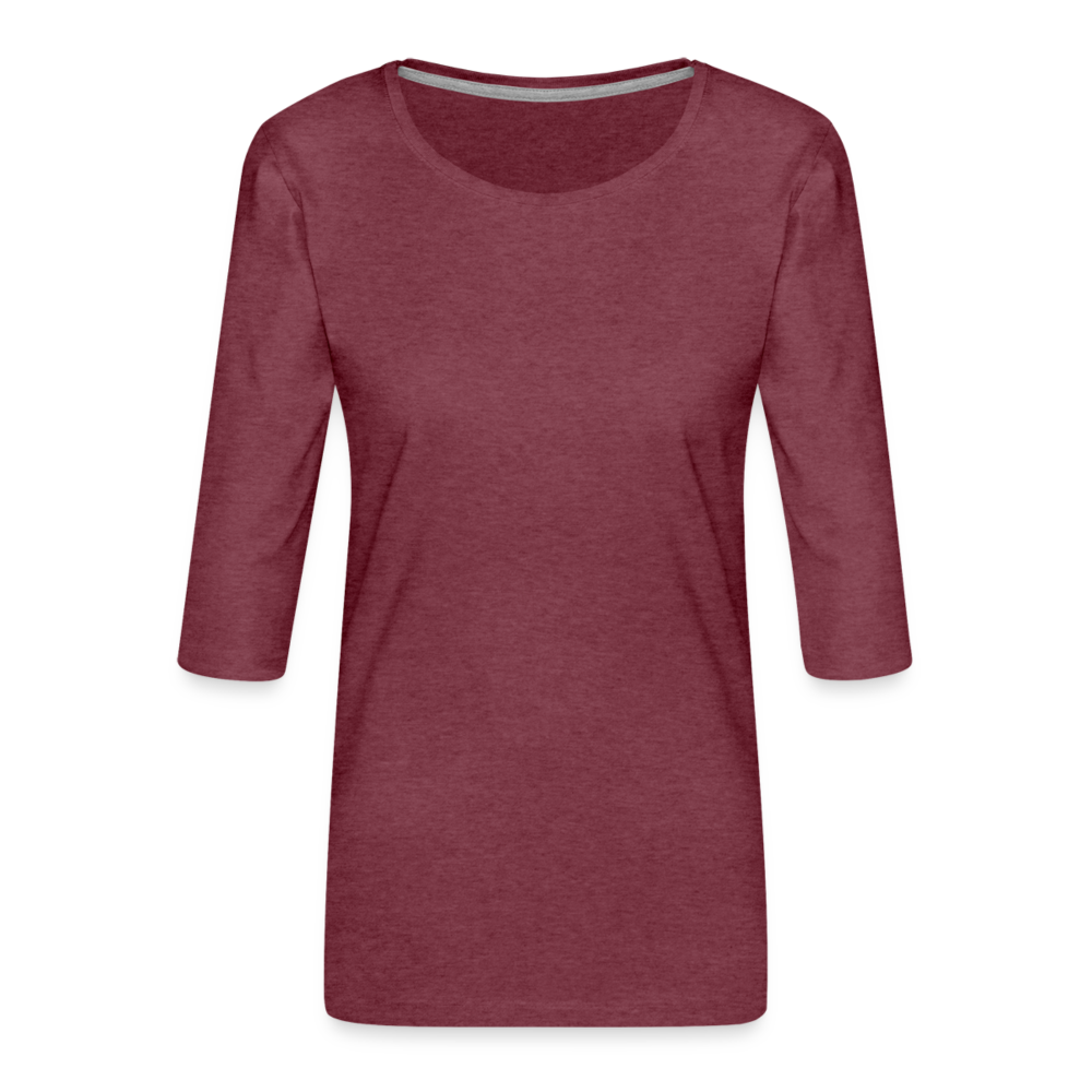 Maglietta da donna premium con manica a 3/4 - rosso bordeaux melange