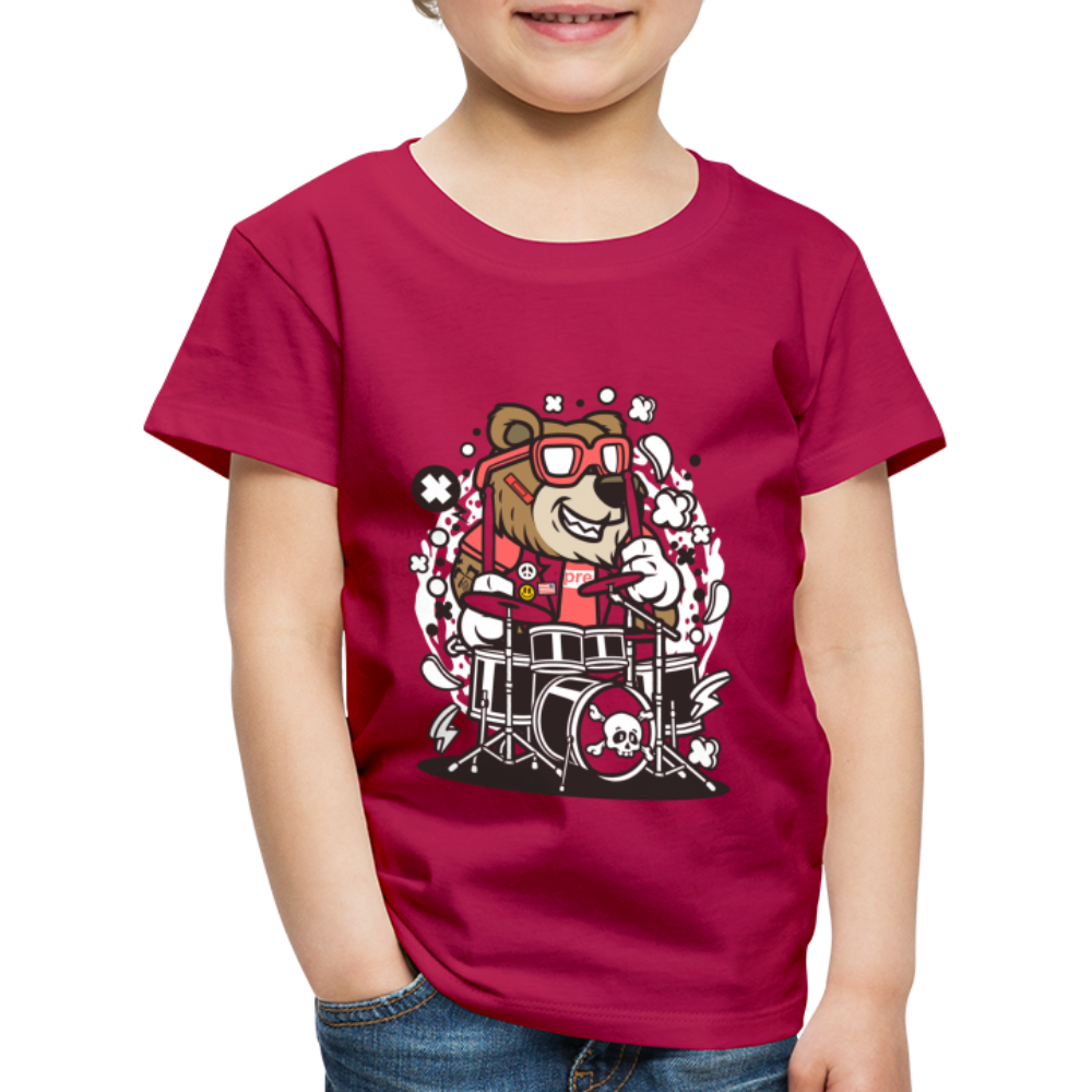 Maglietta Premium per bambini | Spreadshirt | Bear Drummer - Borgogna