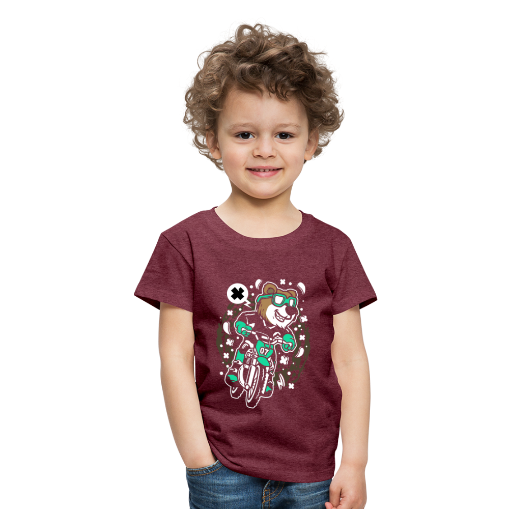 Maglietta Premium per bambini | Spreadshirt | Bear Motocross - rosso bordeaux melange