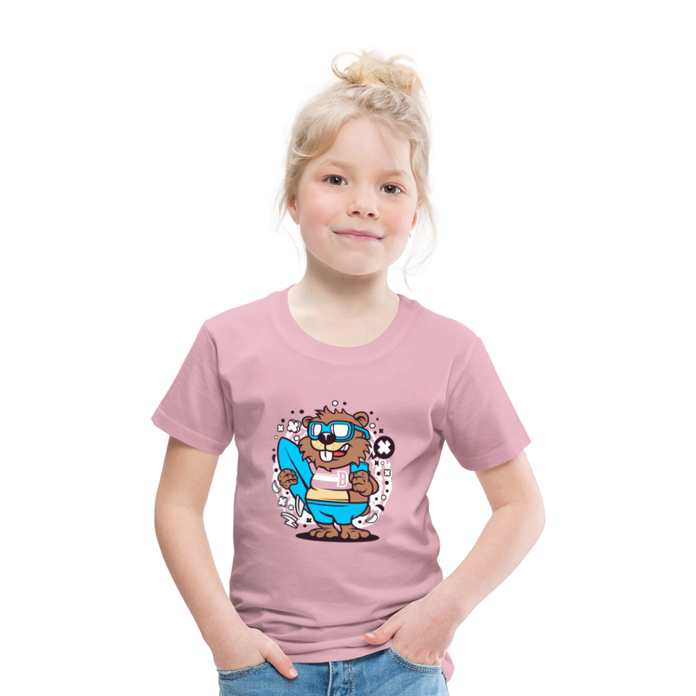 Maglietta Premium per bambini | Spreadshirt | Beaver Surfing - rosa chiaro