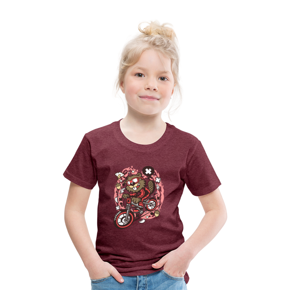 Maglietta Premium per bambini | Spreadshirt | Beaver Downhill - rosso bordeaux melange