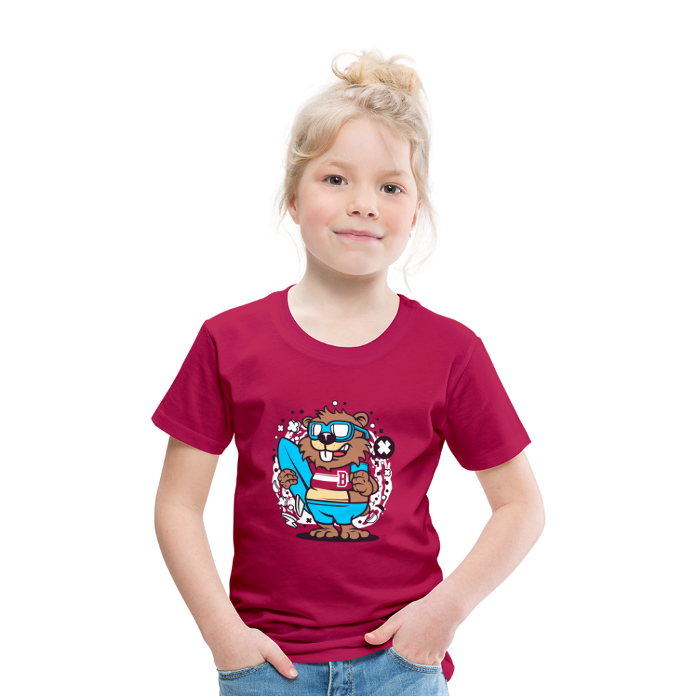 Maglietta Premium per bambini | Spreadshirt | Beaver Surfing - Borgogna