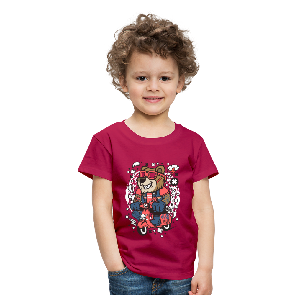 Maglietta Premium per bambini | Spreadshirt | Bear Scooterist - Borgogna