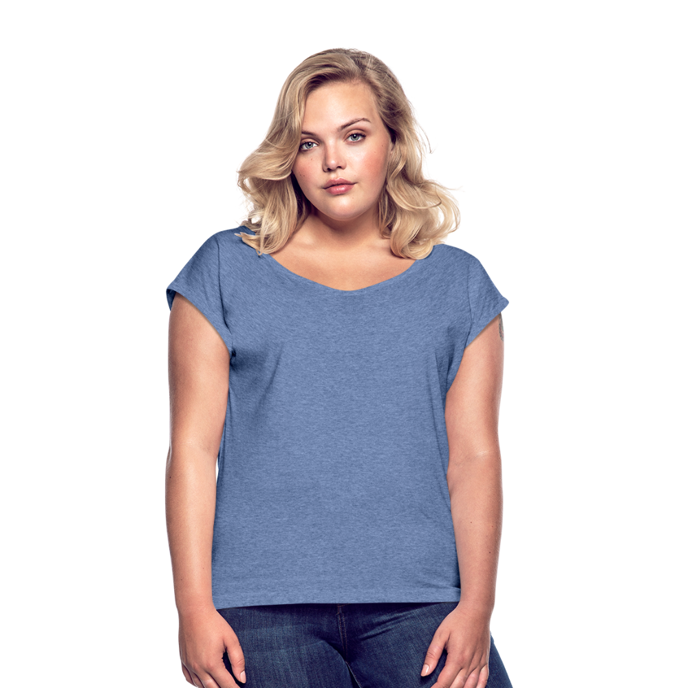 Maglietta da donna con maniche a risvolto | Spreadshirt - tessuto denim melange