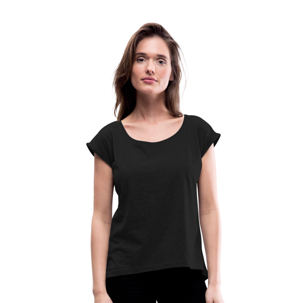 Maglietta da donna con maniche a risvolto | Spreadshirt - nero