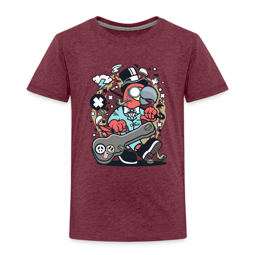 Maglietta Premium per bambini | Spreadshirt | Bird Guitarist - rosso bordeaux melange