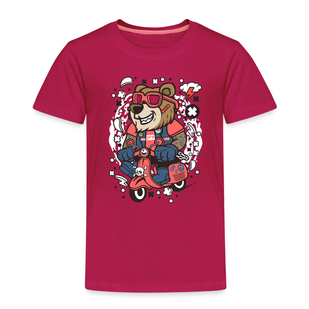 Maglietta Premium per bambini | Spreadshirt | Bear Scooterist - Borgogna