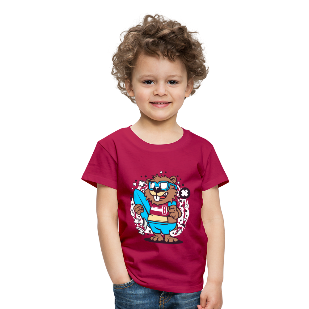 Maglietta Premium per bambini | Spreadshirt | Beaver Surfing - Borgogna