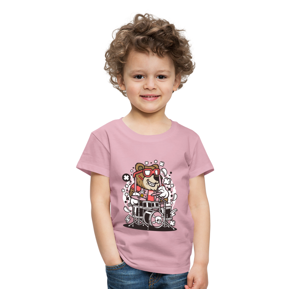 Maglietta Premium per bambini | Spreadshirt | Bear Drummer - rosa chiaro