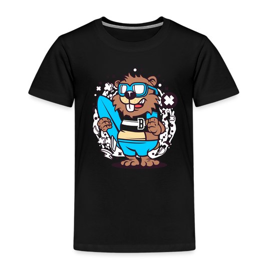 Maglietta Premium per bambini | Spreadshirt | Beaver Surfing - nero