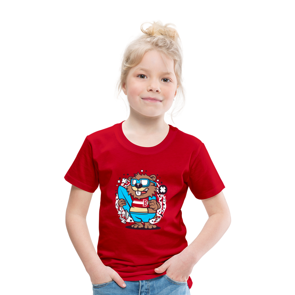 Maglietta Premium per bambini | Spreadshirt | Beaver Surfing - rosso