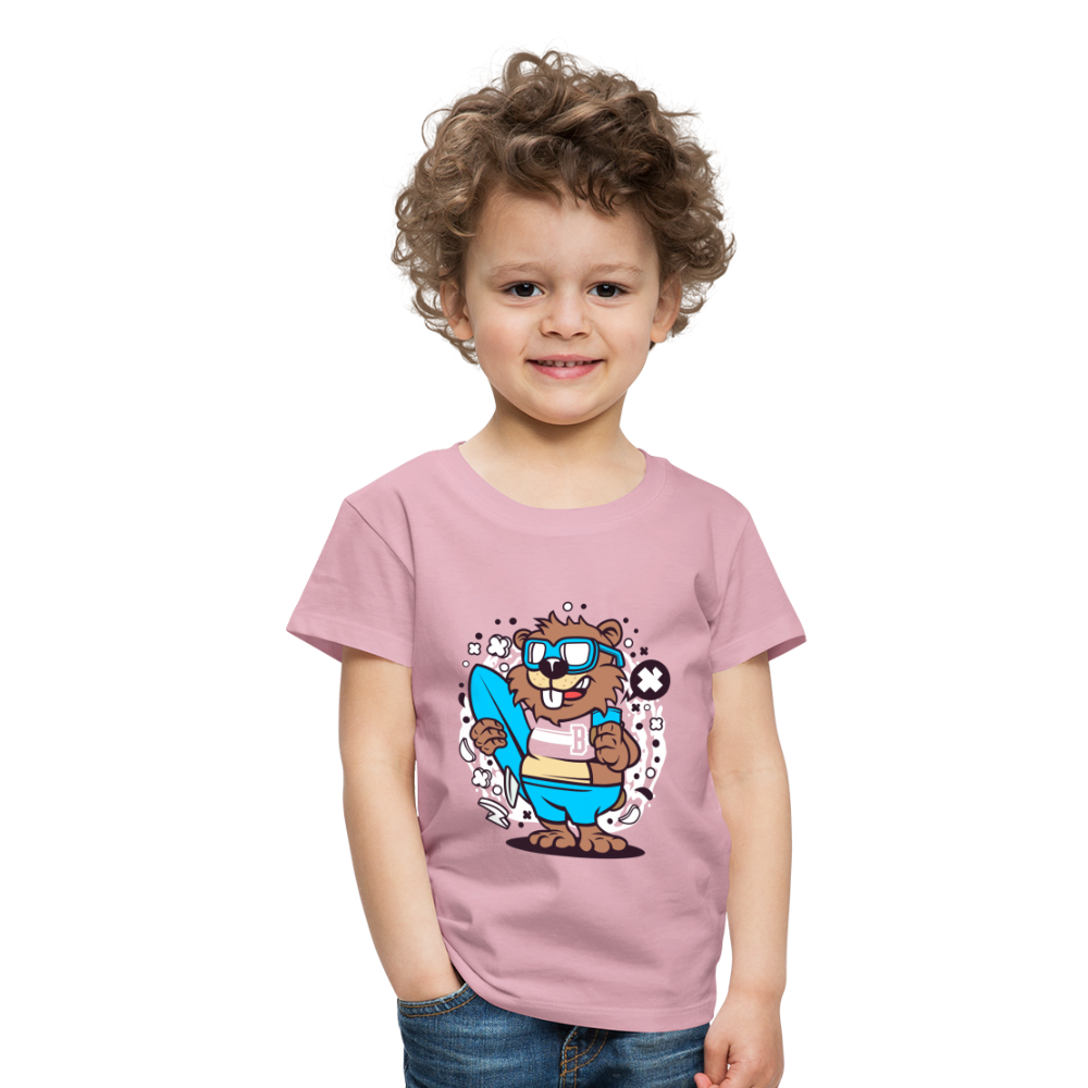 Maglietta Premium per bambini | Spreadshirt | Beaver Surfing - rosa chiaro