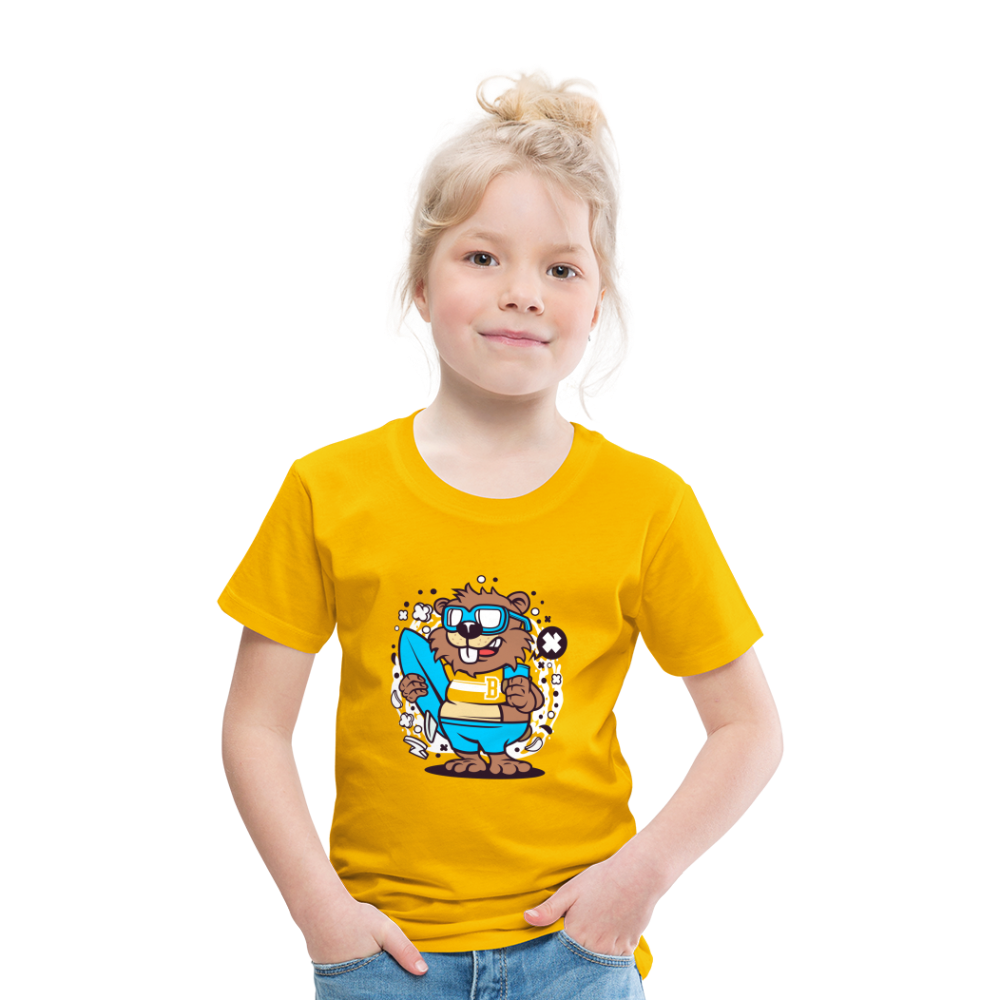 Maglietta Premium per bambini | Spreadshirt | Beaver Surfing - giallo sole