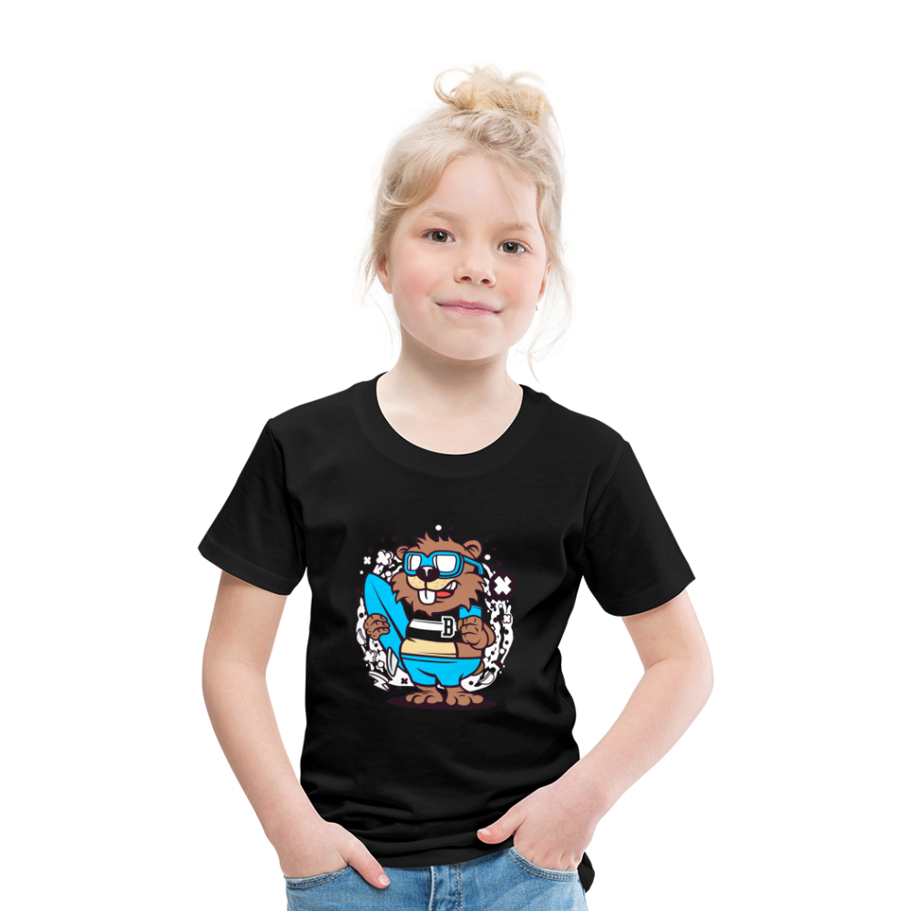 Maglietta Premium per bambini | Spreadshirt | Beaver Surfing - nero