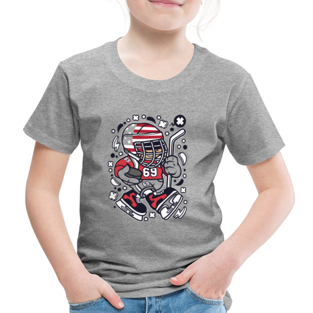 Maglietta Premium per bambini | Spreadshirt | American Hockey Kid - grigio melange