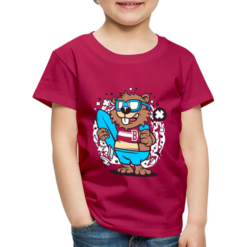 Maglietta Premium per bambini | Spreadshirt | Beaver Surfing - Borgogna