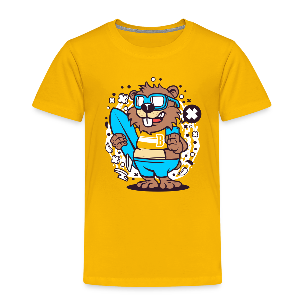 Maglietta Premium per bambini | Spreadshirt | Beaver Surfing - giallo sole