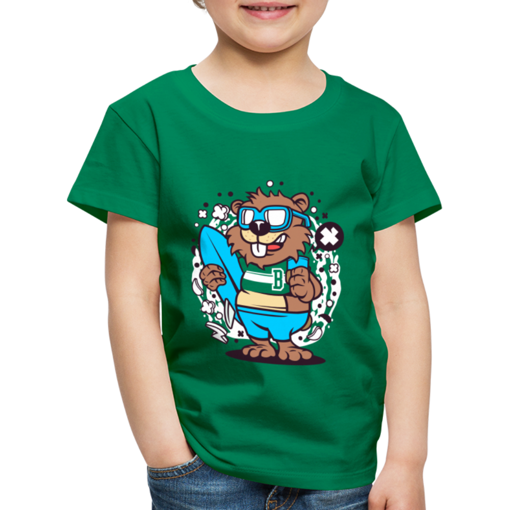 Maglietta Premium per bambini | Spreadshirt | Beaver Surfing - verde kelly