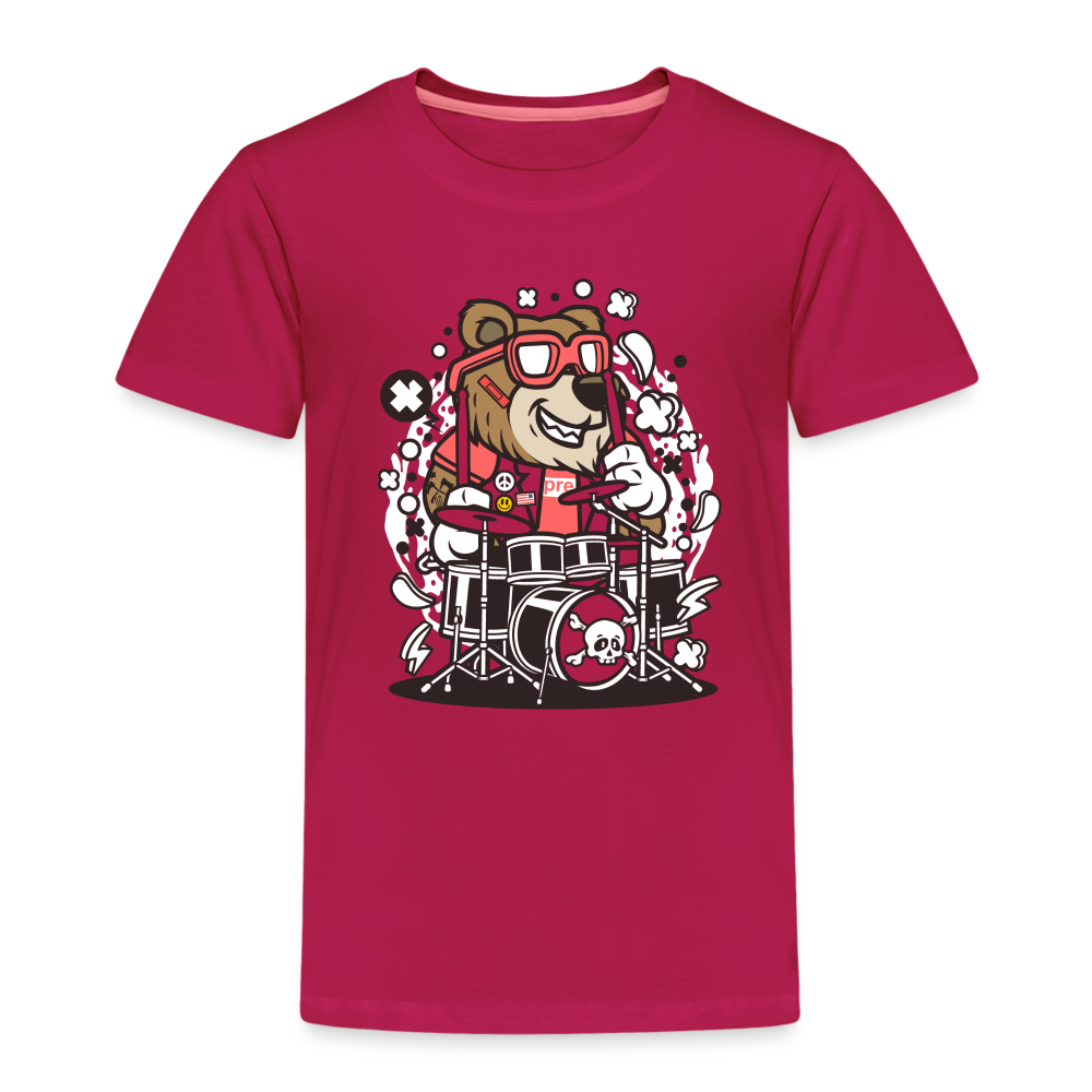 Maglietta Premium per bambini | Spreadshirt | Bear Drummer - Borgogna