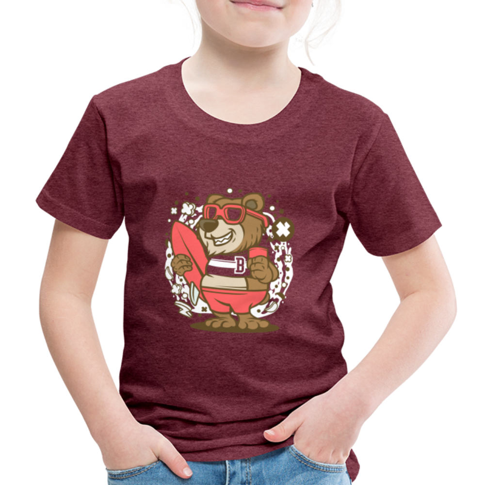 Maglietta Premium per bambini | Spreadshirt | Bear Surfing - rosso bordeaux melange