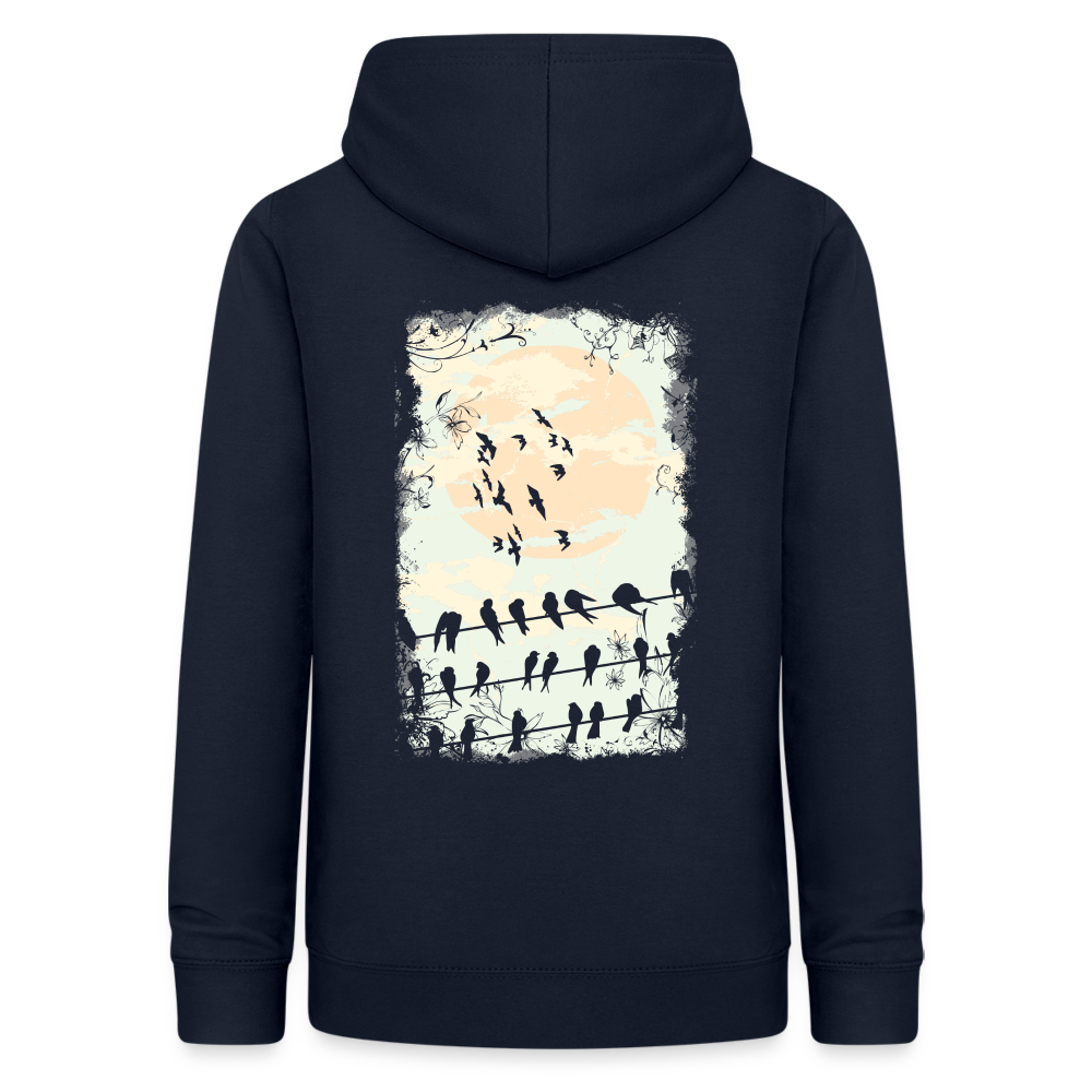 Felpa con cappuccio da donna | AWDis | Birds Sunrise - blu scuro